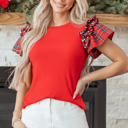 Red XXXXL Beatriz Ruffle Short Sleeve PLUS Blouse