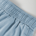  Beau Blue Washed Chambray Drawstring Elastic Waist Plus Size Shorts