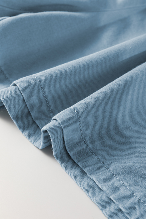 Beau Blue Washed Chambray Drawstring Elastic Waist Plus Size Shorts