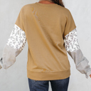  Beazita Patchwork Ruffled Sleeve Sweatshirt
