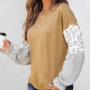  Beazita Patchwork Ruffled Sleeve Sweatshirt
