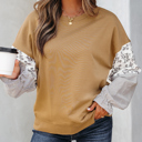  Beazita Patchwork Ruffled Sleeve Sweatshirt