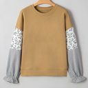  Beazita Patchwork Ruffled Sleeve Sweatshirt