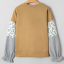  Beazita Patchwork Ruffled Sleeve Sweatshirt
