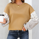 Camel XL Beazita Patchwork Ruffled Sleeve Sweatshirt
