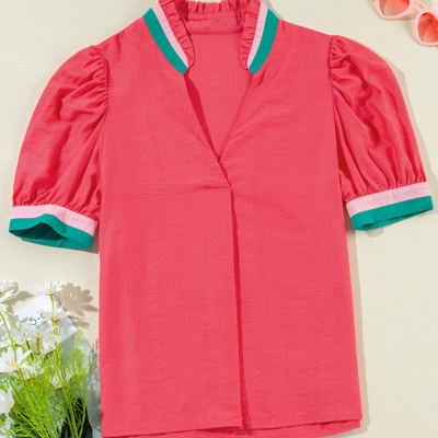 Becky V Neck Short Sleeve Blouse