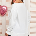  Beige Big Bow Accent Plus Size Drop Shoulder Sweatshirt