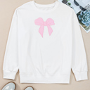  Beige Big Bow Accent Plus Size Drop Shoulder Sweatshirt