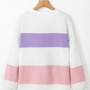  Beige Colorblock Patchwork Drop Shoulder Crewneck Sweatshirt