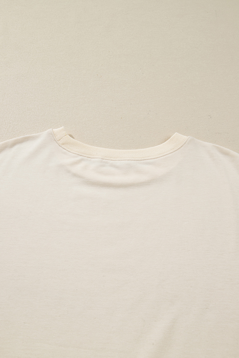 Beige Plus Size Multicolor Plaid Patchwork Sleeve Pullover Top