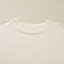  Beige Plus Size Multicolor Plaid Patchwork Sleeve Pullover Top