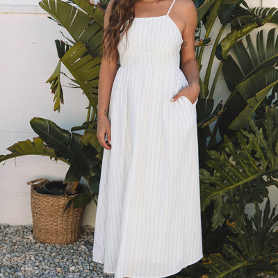 Ainsley Stripe Spaghetti Strap Pocketed Maxi Dress