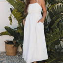  Ainsley Stripe Spaghetti Strap Pocketed Maxi Dress