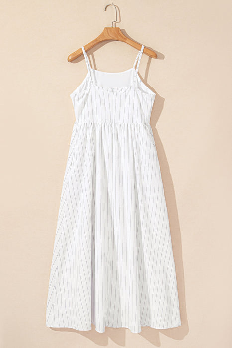 Ainsley Stripe Spaghetti Strap Pocketed Maxi Dress