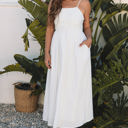 Beige Stripe Small Ainsley Stripe Spaghetti Strap Pocketed Maxi Dress