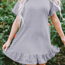 Light Grey Large Belen Lace Ruffled T-shirt Dress