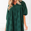 Green Medium Beth Sleeve Swing Mini Dress