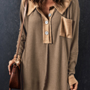 Brown XL Bianca Waffle Knit Long Sleeve Top