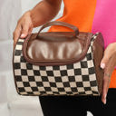  Black Checkered Zipper Makeup Bag