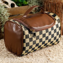  Black Checkered Zipper Makeup Bag