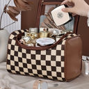  Black Checkered Zipper Makeup Bag
