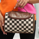 Black Black Checkered Zipper Makeup Bag