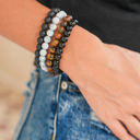  Black Retro Beaded Crystal 4pcs Bracelet Set