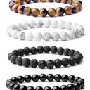  Black Retro Beaded Crystal 4pcs Bracelet Set