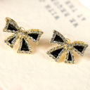  Black Rhinestone Bow Knot Stud Earrings