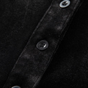  Black Sequin Puff Sleeve Buttoned Velvet Peplum Shirt