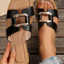  Blair Metal Decor Cut Out Square Toe Slippers