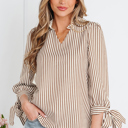  Blair Tied Cuffs Seersucker Blouse