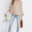  Blair Tied Cuffs Seersucker Blouse