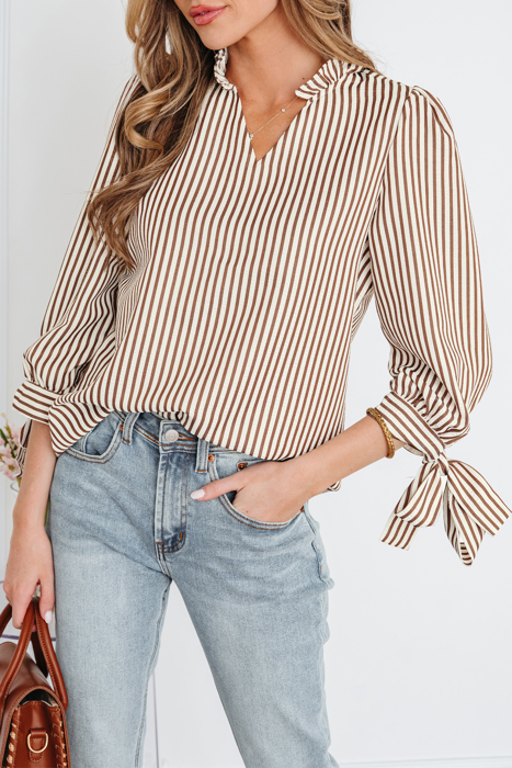 Blair Tied Cuffs Seersucker Blouse