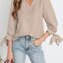  Blair Tied Cuffs Seersucker Blouse