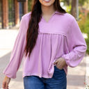  Blake Corded V Neck Bubble Sleeve Blouse