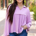  Blake Corded V Neck Bubble Sleeve Blouse