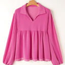  Blake Corded V Neck Bubble Sleeve Blouse