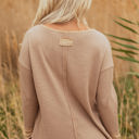  Blake Waffle Textured Tunic Henley Top with Slits