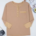  Blake Waffle Textured Tunic Henley Top with Slits