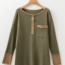 Vineyard Green XL Blake Waffle Textured Tunic Henley Top with Slits