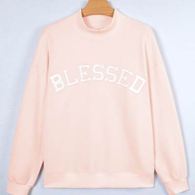 Blessed Embroidered Mock Sweatshirt