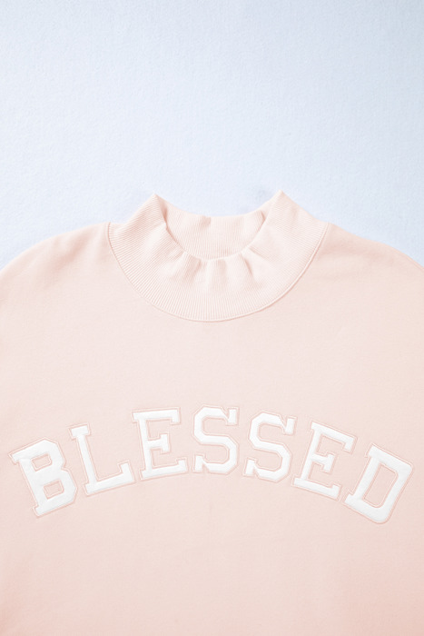 Blessed Embroidered Mock Sweatshirt