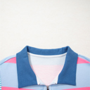  Blue Stripe Colorblock Patchwork Zip up Plus Size Pullover