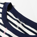 Blue Stripe Contrast Stitched Detail Color Block Patchwork Plus Size Sweatshirt