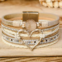  Bohemian Heart Rhinestone Magnetic Buckle Bracelet