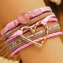  Bohemian Heart Rhinestone Magnetic Buckle Bracelet