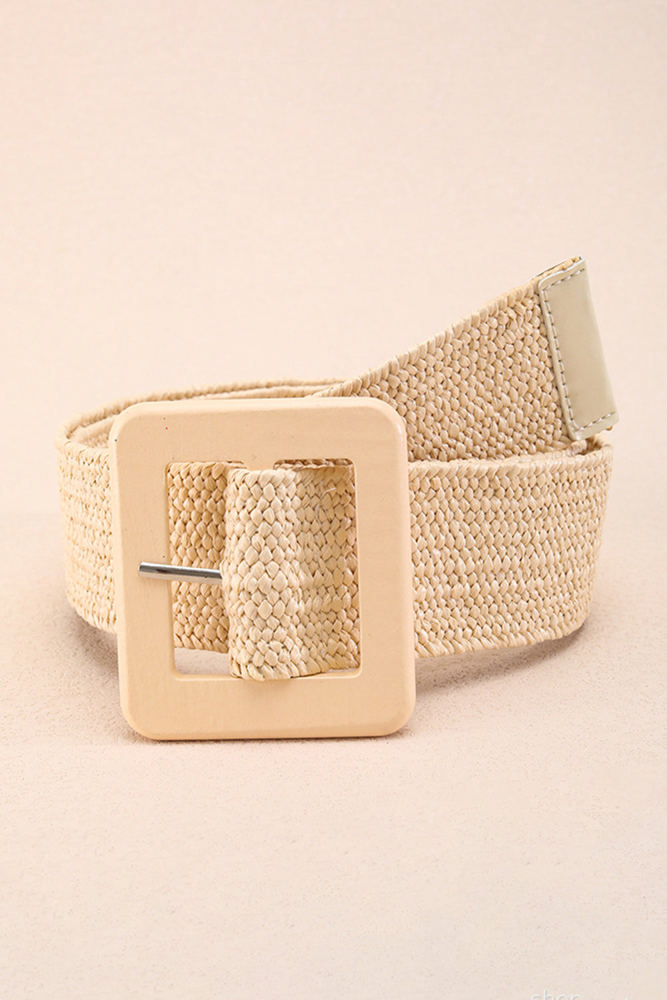 Bohemian Woven Square Buckle Wide Belt