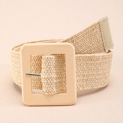 Bohemian Woven Square Buckle Wide Belt