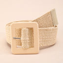  Bohemian Woven Square Buckle Wide Belt